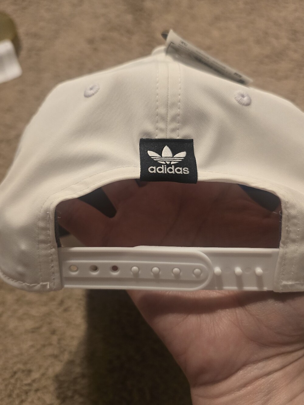 Men's Adidas Trefoil Logo White Adjustable Snapback Hat Cap NEW With Tags - Picture 4 of 6